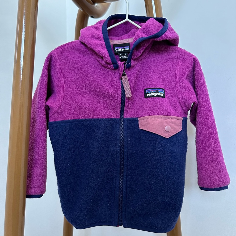 6-12 month Patagonia fleece pink and navy